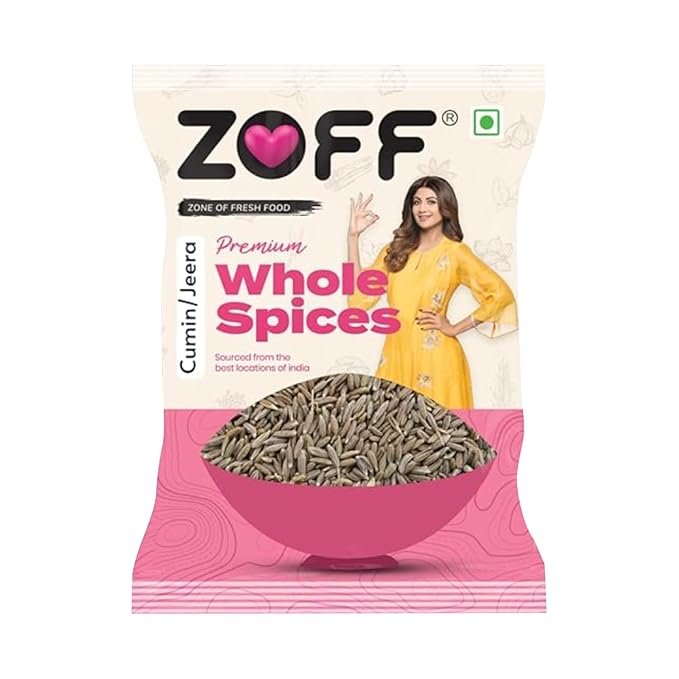 Zoff Whole Cumin Seeds Jeera Whole 500gm - 100% Natural & Fresh - Hygienically Packed, Rich Aroma & Flavor - Nutrient-Rich Spice for Indian Cooking